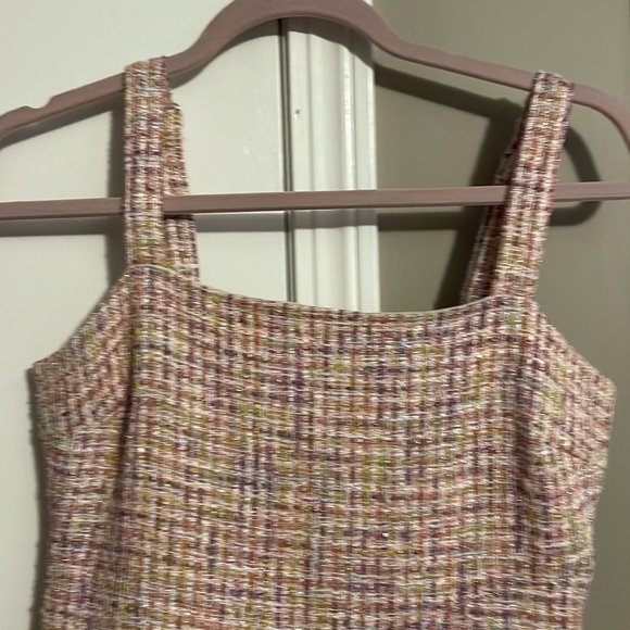 NWT Likely Pink Tweed Metallic Shimmer Ruffle Dress - Picture 2 of 5